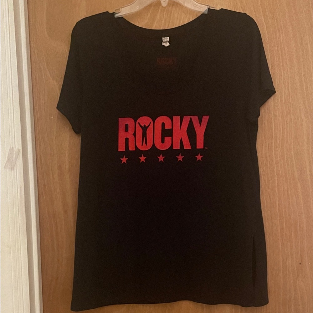 Under Armour Black Tee with Red Rocky graphic design